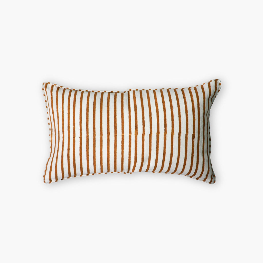 Bahaar Lumbar Throw Pillow Cover - Ginger & Blue